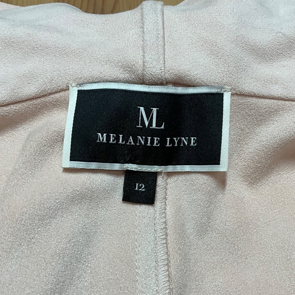 MELANIE LYNE Pale Pink Waterfall Front Faux Suede Long Line Jacket / Cardigan 12 - Picture 4 of 8